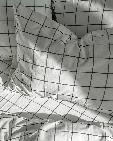 Постельное белье Cozy White, washed cotton с простыней на резинке