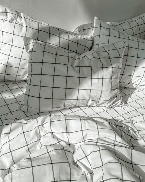 Постельное белье Cozy White, washed cotton с простыней на резинке