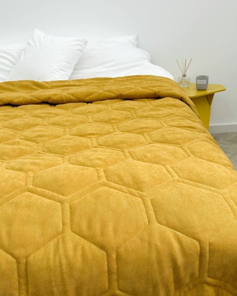 Покрывало Соты, горчица