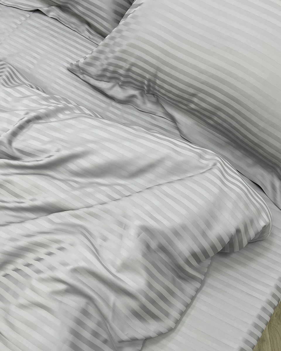 Пододеяльник Stripe Grey tencel 150 x 210