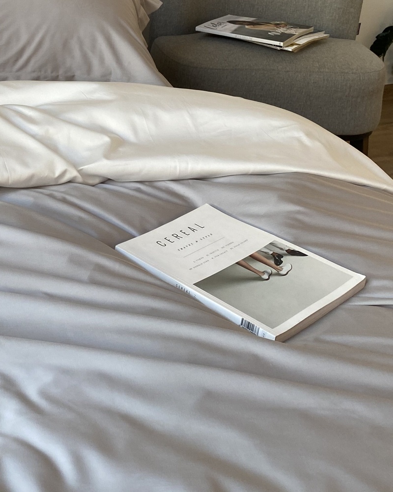 Пододеяльник тенсел с хлопком Grey-Milk  150 x 210