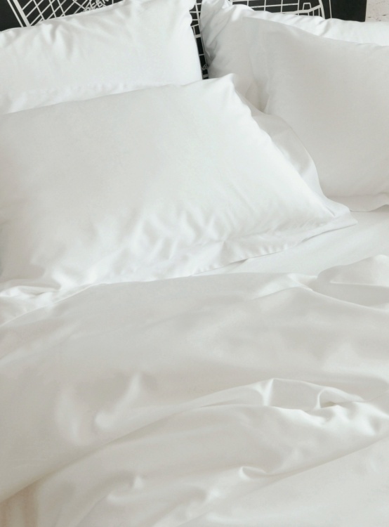 Постельное белье Тенсел с хлопком Milk Евро c простыней на резинке