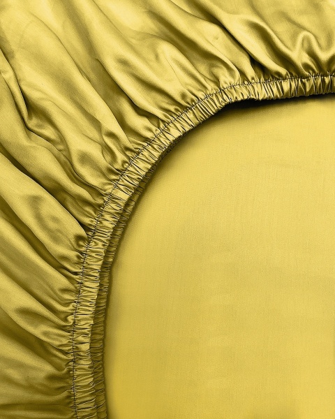 Постельное белье Tencel Mustard с простыней на резинке