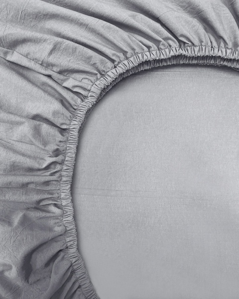 Постельное белье Cool Gray, washed cotton с простыней на резинке