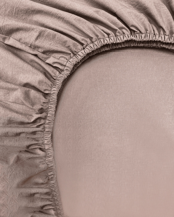 Простыня на резинке Orchid Brown, washed cotton