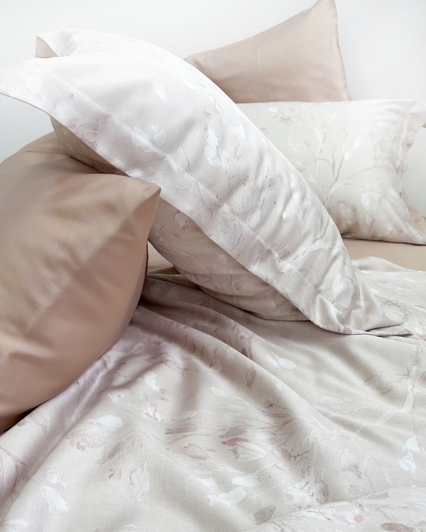 Постельное белье Tencel Herbal, mokko c простыней на резинке