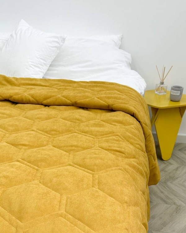 Покрывало Соты, горчица