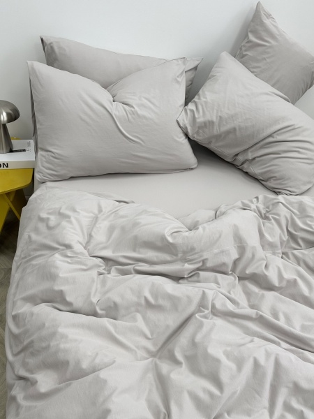 Постельное белье трикотаж Greige с простыней на резинке