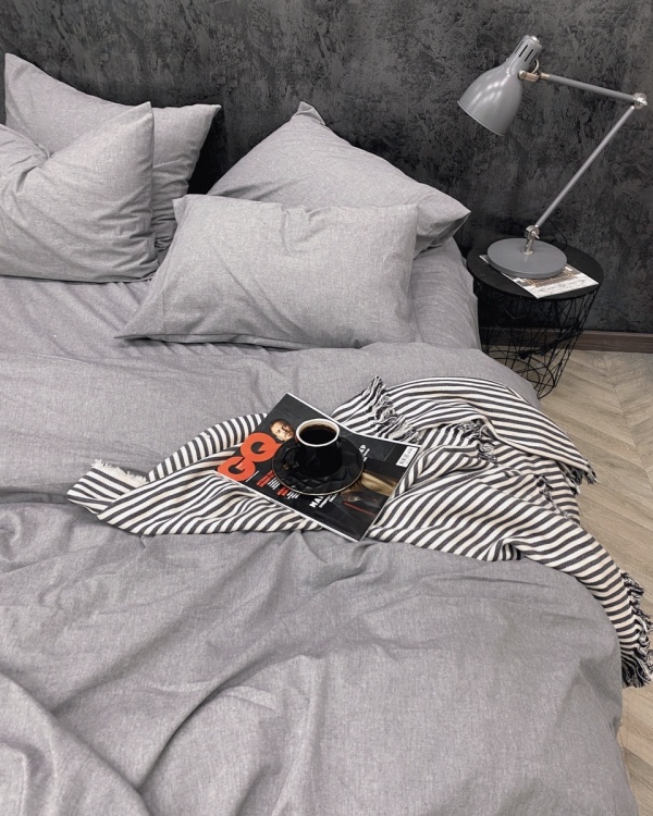 Простыня на резинке Cool Gray, washed cotton