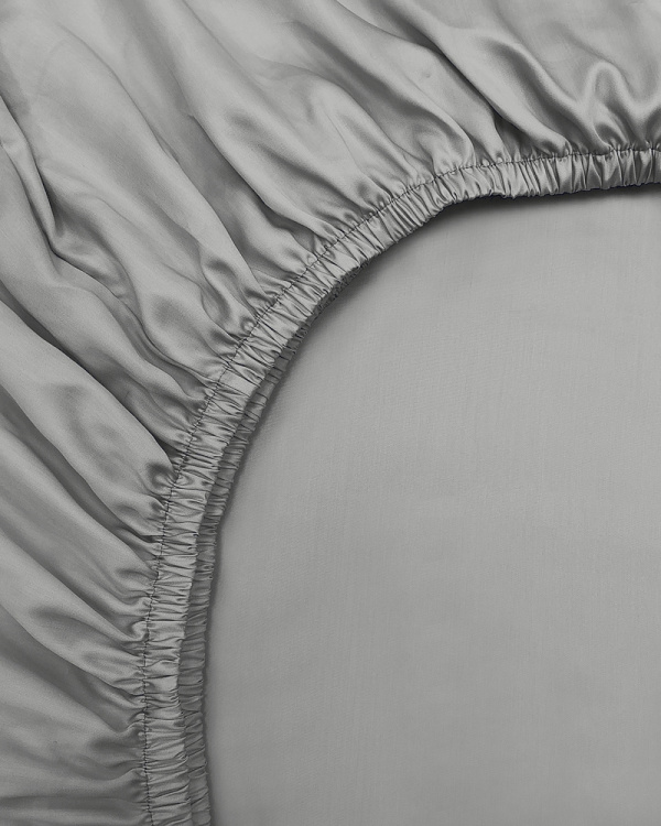 Простыня на резинке Tencel Grey тенсел-хлопок