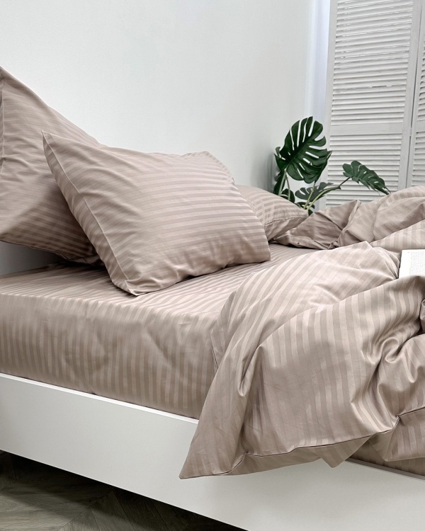 Простыня на резинке Stripe Taupe Простыня на резинке Stripe Taupe