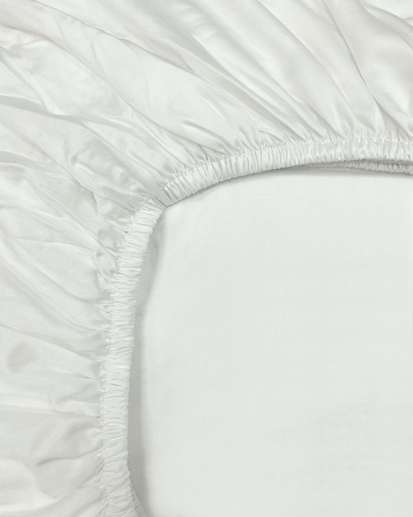 Постельное белье тенсел с хлопком Milk c простыней на резинке