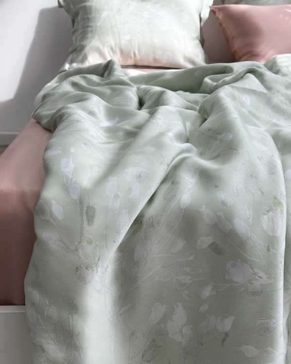 Постельное белье Tencel Herbal, oliva c простыней на резинке