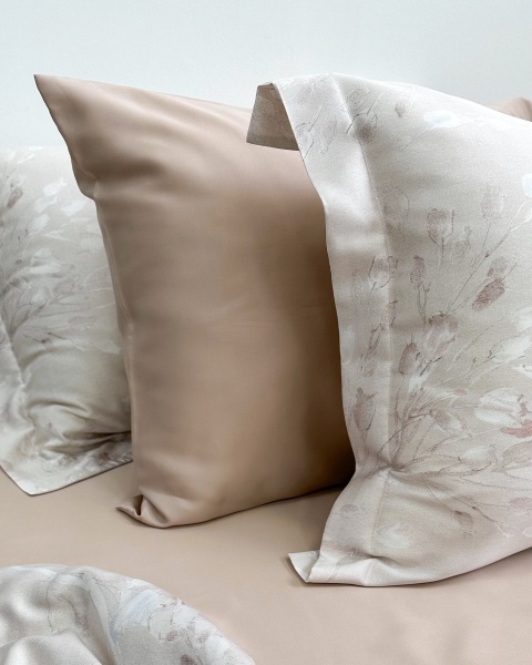 Постельное белье Tencel Herbal, mokko c простыней на резинке