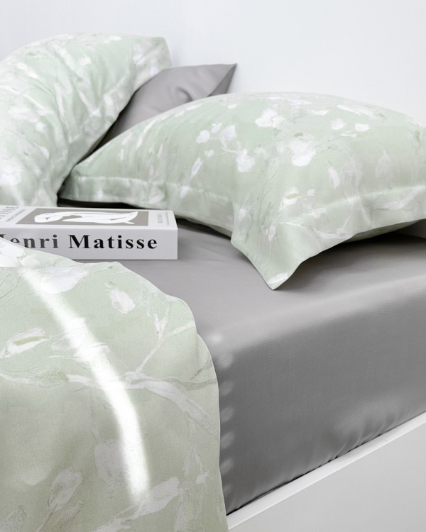 Постельное белье Tencel Herbal, oliva c простыней на резинке