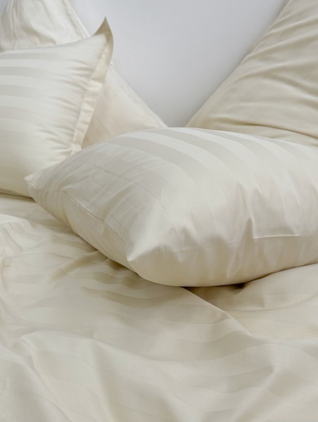 Постельное белье Stripe Cream с простыней на резинке