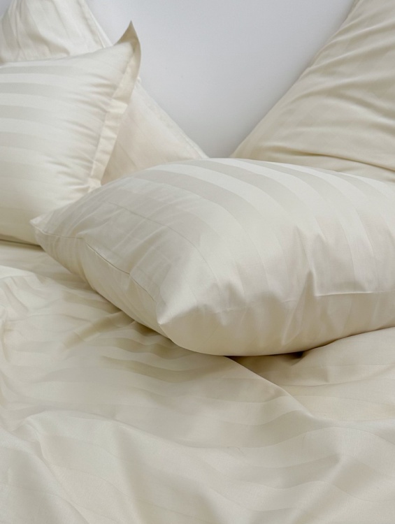 Постельное белье Stripe Cream с простыней на резинке