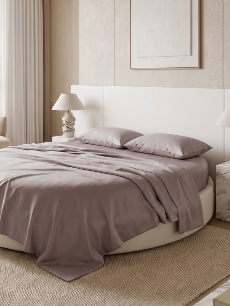 Постельное белье Tencel Taupe для круглой кровати