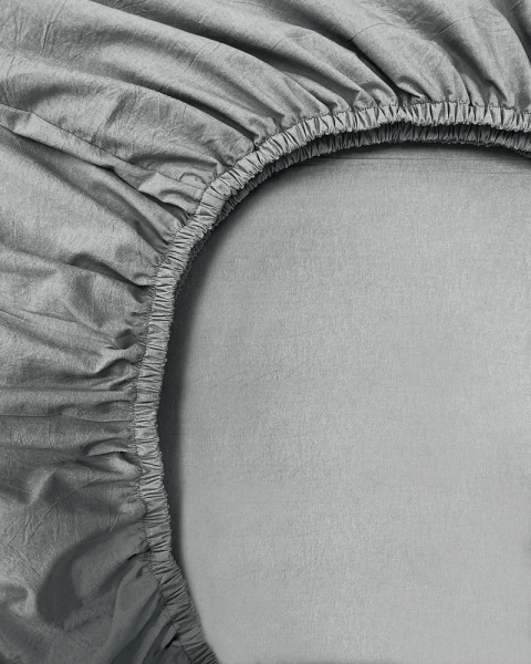 Постельное белье Gray, washed cotton с простыней на резинке