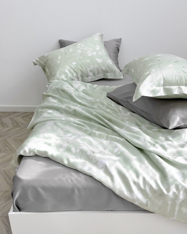 Постельное белье Tencel Herbal, oliva c простыней на резинке