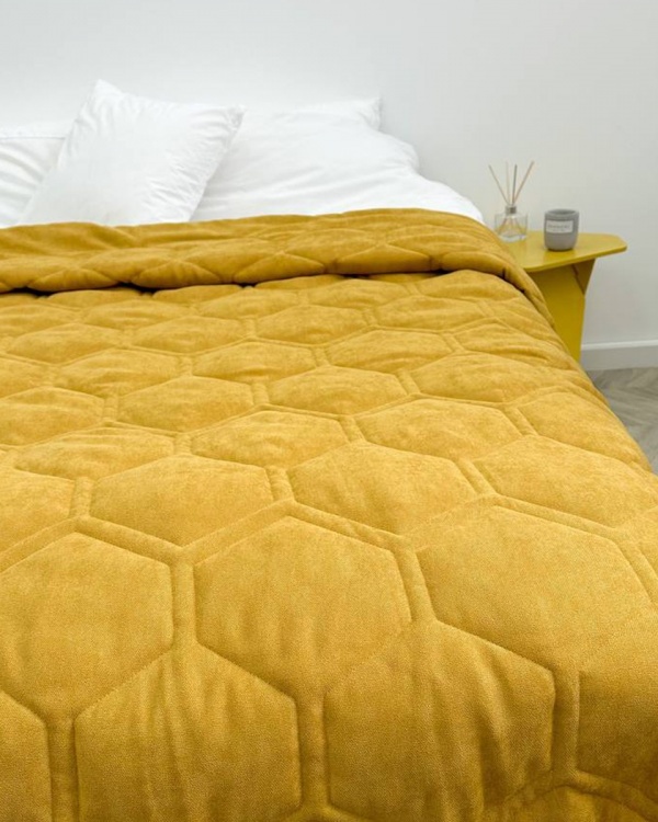 Покрывало Соты, горчица