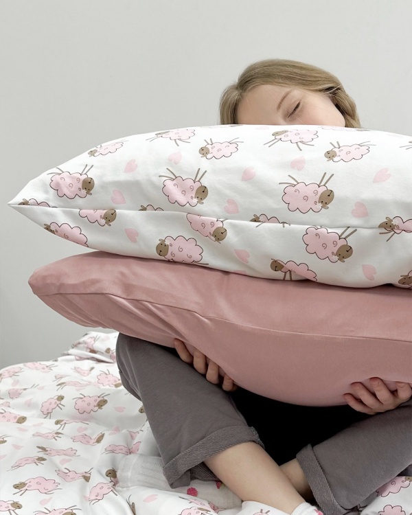 Детское белье трикотаж  Pinky Sheep с простыней на резинке